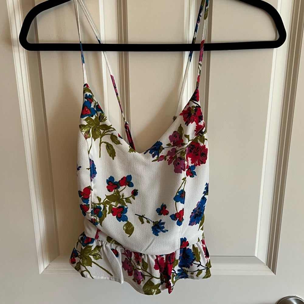 Women’s floral tank with crisscross back